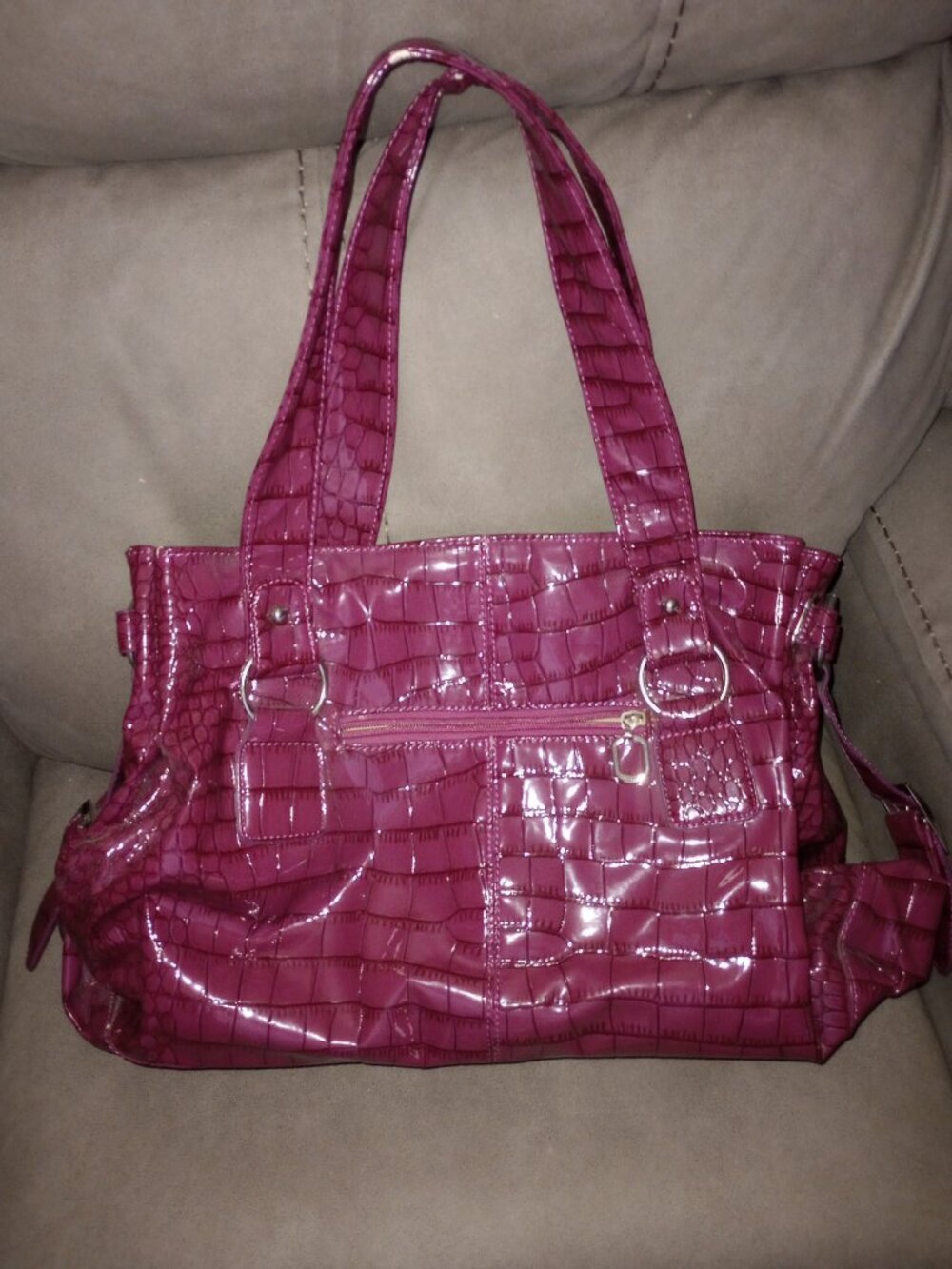 Large A&R Purple Alligator-Embossed Handbag - Picture 2 of 7